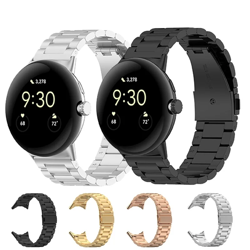 

Ремешок из нержавеющей стали для Google Pixel Watch band, Классический сменный металлический браслет без зазора, пиксельные аксессуары для наручных часов