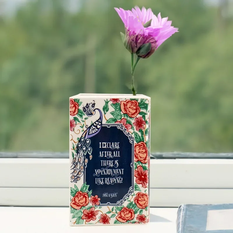 Creative Square Painted Flowers Book Ceramic Vase Flower Arrangement Art Crafts Irregular Table Vase Ornaments Home Decoration