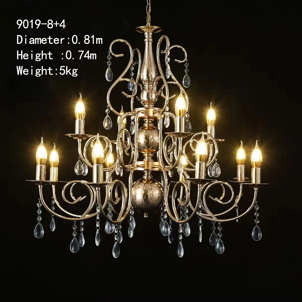 Large Gold High Big Luxury Design New Led Indoor Crystal Villa Foyer Loft Decorative Chandelier