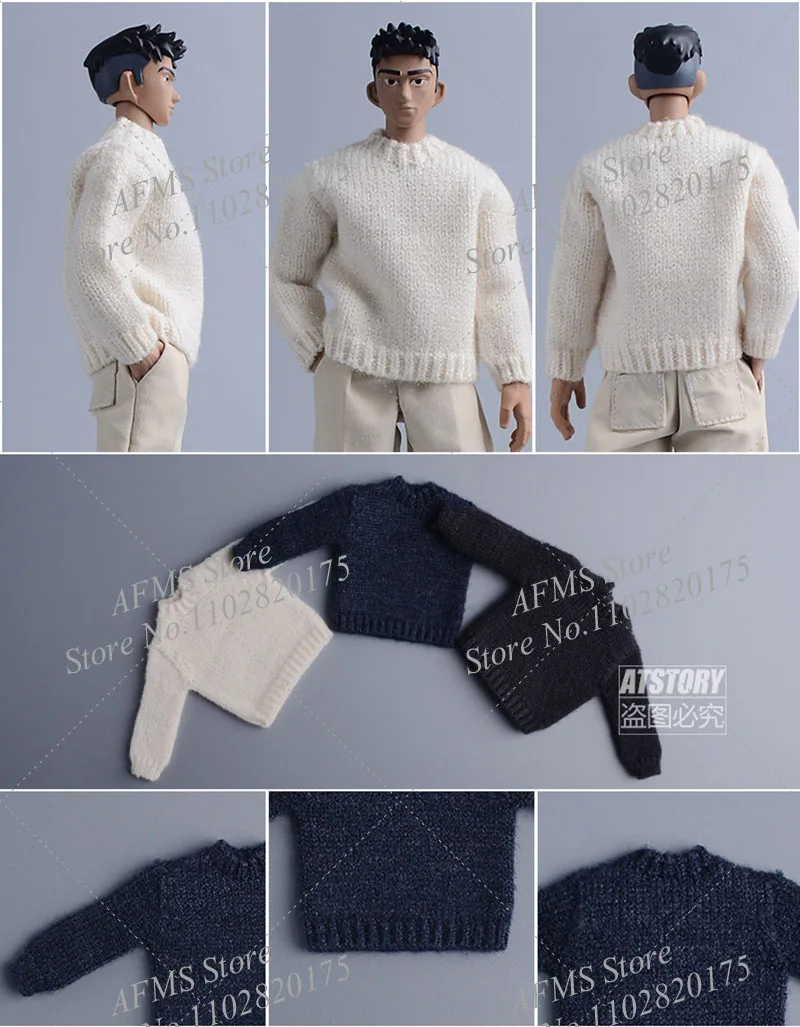 Figura da collezione in scala 1/12 maglione lavorato a maglia tendenza top con cappuccio a maniche lunghe adatti per bambole Bjd soldato Action Figure da 6 pollici