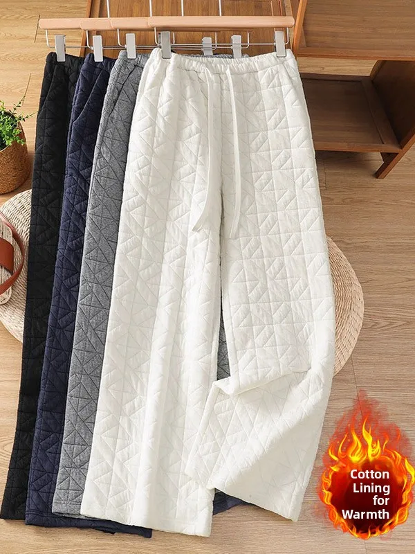 

Loose Straight Leg Wide Leg Cotton Pants for Women Autumn Winter New Sle Casual Wear Outerwear Thermal Trendy Trousers