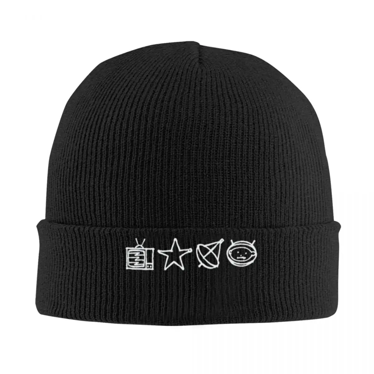 U2 - Zoo TV Symbols - White Racerback A Knitted Hat Cap