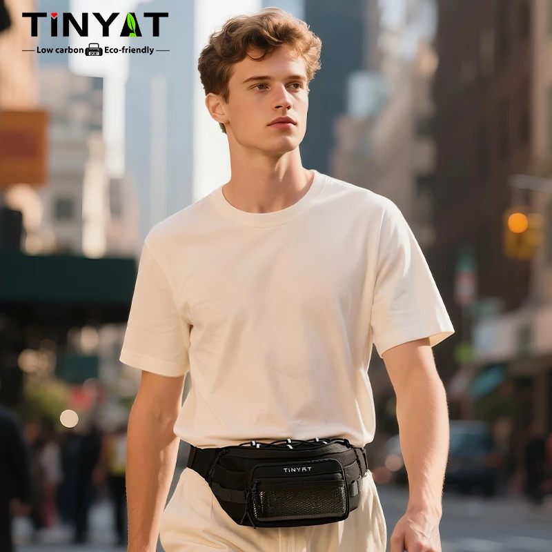 

TINYAT Multi Color Men's Waist Bag Multi Pocket Bum Bag Large Capacity Casual Sports Bag for Daily Commuting and Outdoor Travel