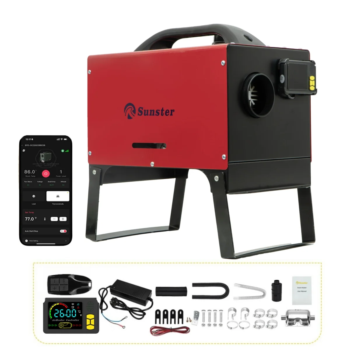 8KW 12V 24V 220V Portable Auxiliary All In One Diesel Heater LCD &APP Control for Camping RVs Similar Websato Heating Fan