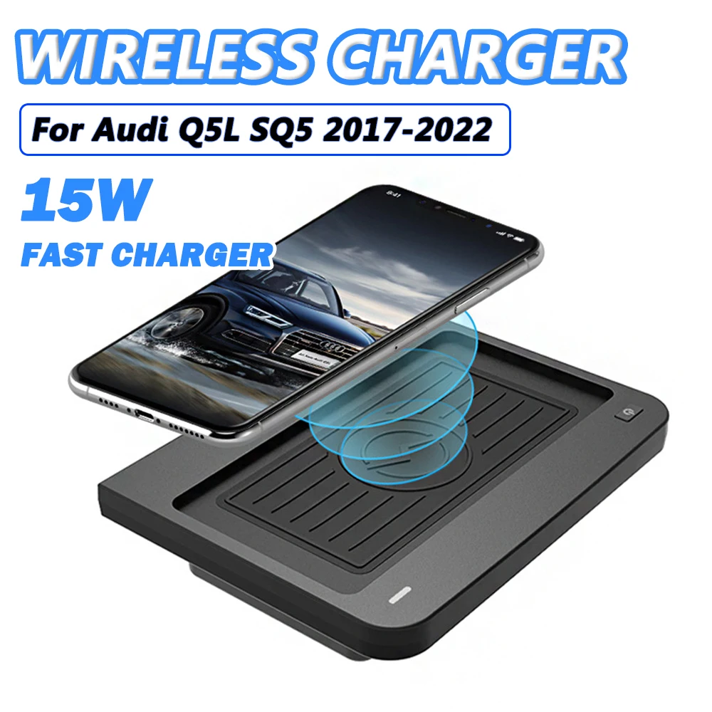 Wireless Charger For Audi Q5L Induction Charger SQ5 QI Wireless Charging Mat 10W Fast Charrging Panel Car Accessories