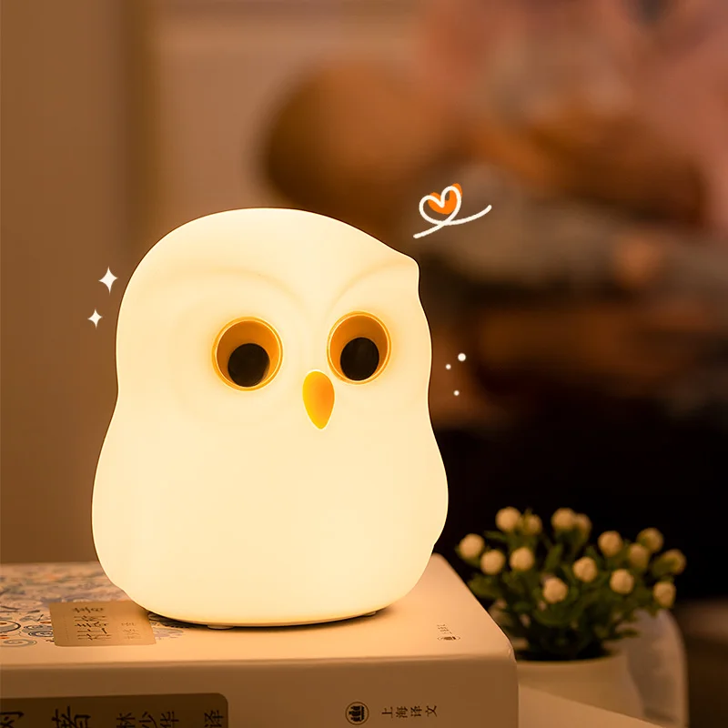 Owl Night Light Cute Silicone Night Lamp Rechargeable RGB Ambience  Lamp Room Decoration Funny Animal Children Night Light Gift