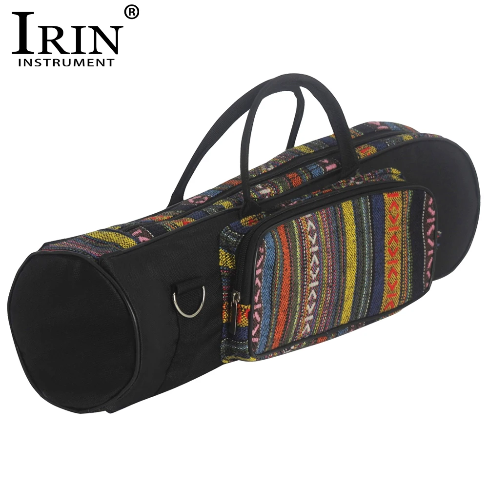 IRIN Trumpet Case Gig Bag Colorful Stripes Waterproof Oxford Cloth Trumpet Carrying Handle Bags Brass Instrument Accessories