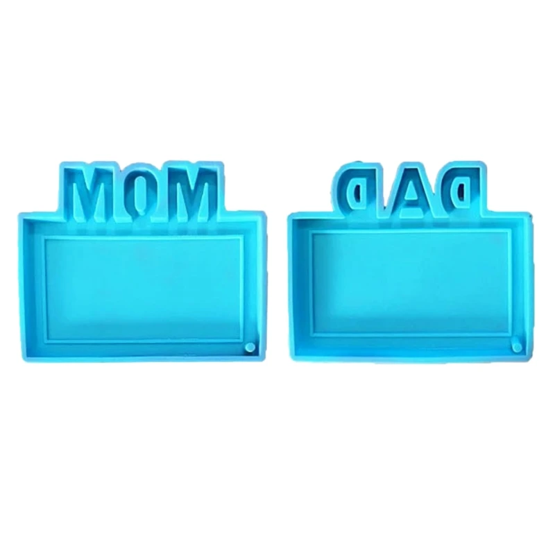 YUYU DAD MOM Photo Frame Resin Casting Silicone Mold Woman Keychain Tag Jewelry Mold