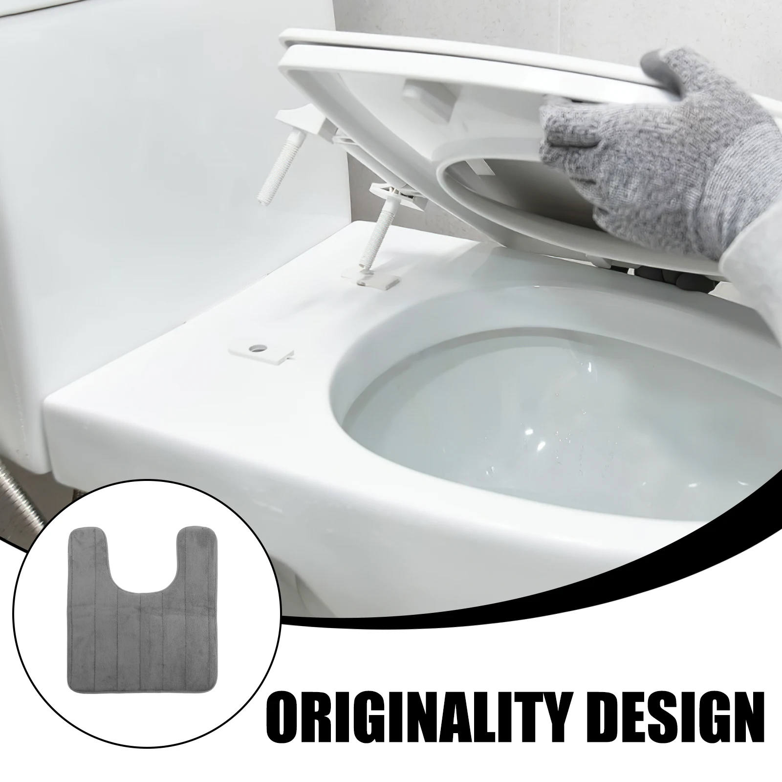 

Healeved U Shaped Toilet Mat Dark Grey Anti Bath Mat Absorption Bathroom Rug for Commode 50x60x1cm