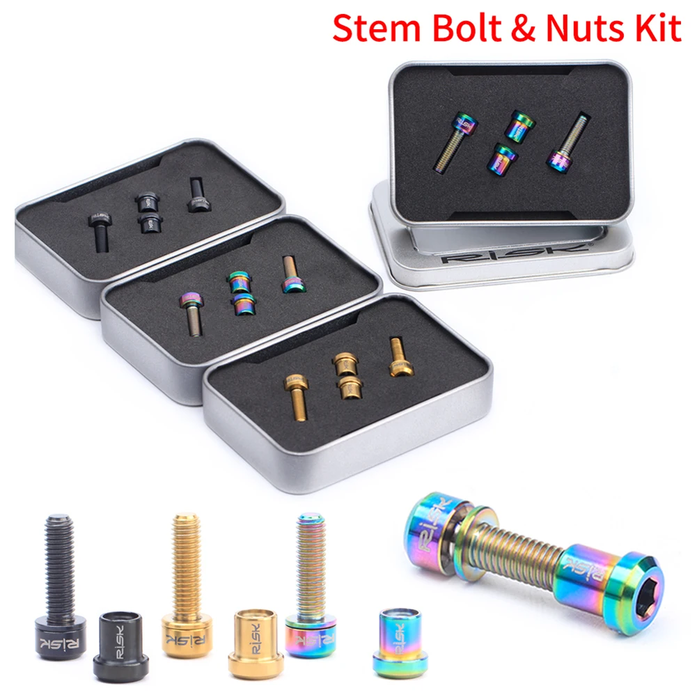 

4pcs Carbon Fiber Stem Bolts Titanium Alloy Mountain Road Bike Stem Screw Nut Kits Bicycle Accessories