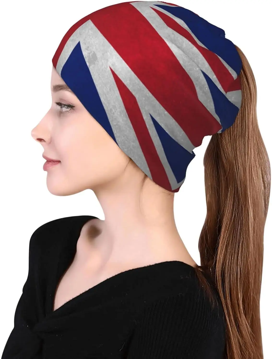 Retro Union Jack Flag Multifunction Beanie Hat Slouchy British Flag Stretch Skull Cap Fashion Loop Scarf for Women Men