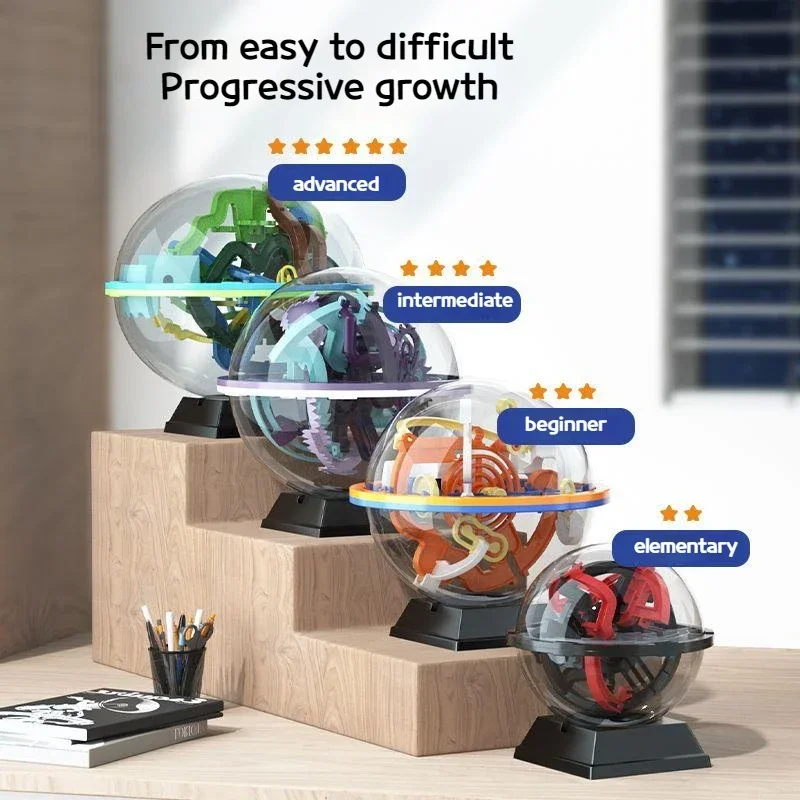 Magic 3D Intellect Maze Puzzle Ball Brain Games 299 Challenge Obstacles Maze Ball Game with Education Gift for Kids and Adults