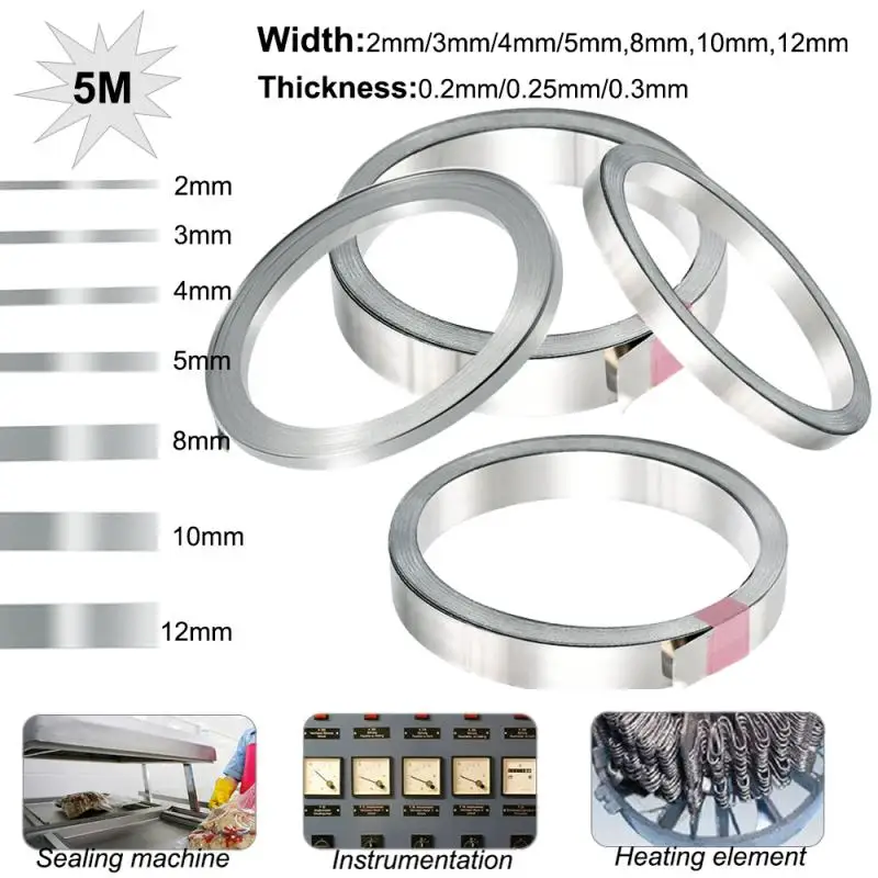 5m Sealing Machine Heating Wire Vacuum Machine Heating Strip Packaging Machine Nickel-chromium Alloy Flat Strip