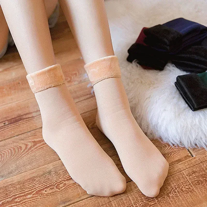 5Pair New Women Winter Thicken Warm Short Socks Thermal Cashmere Wool Socks Nylon Snow Velvet Boots Home Floor Calcetines Mujer image 4
