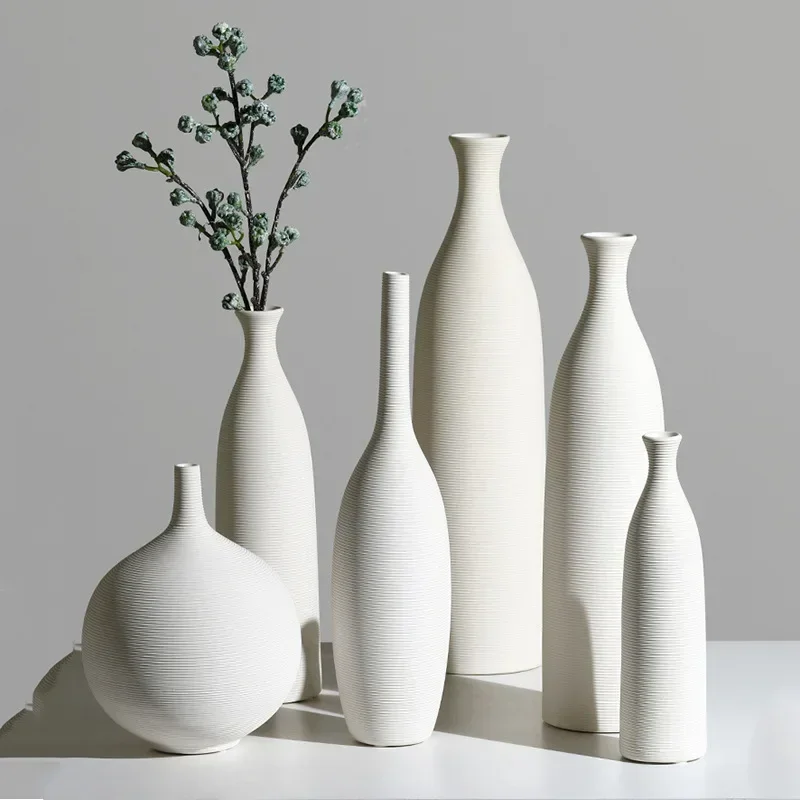 

Modern simple white ceramic vase decoration flower arrangement living room TV cabinet home decoration flower device