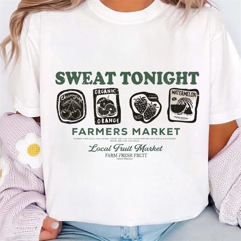 

Vintage Pattern Printed Women's Street Versatile Short Sleeve Cute Printed Beach Vacation Trend Fashion Summer Top T-Shirt