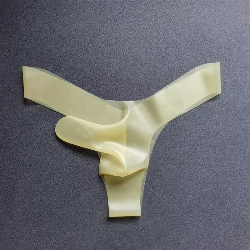 Sexy Men Soft Latex Fitted T-Briefs underpant Thong Solid Color Briefs Private Party G-Strings Costumes Panty Underwear fetish