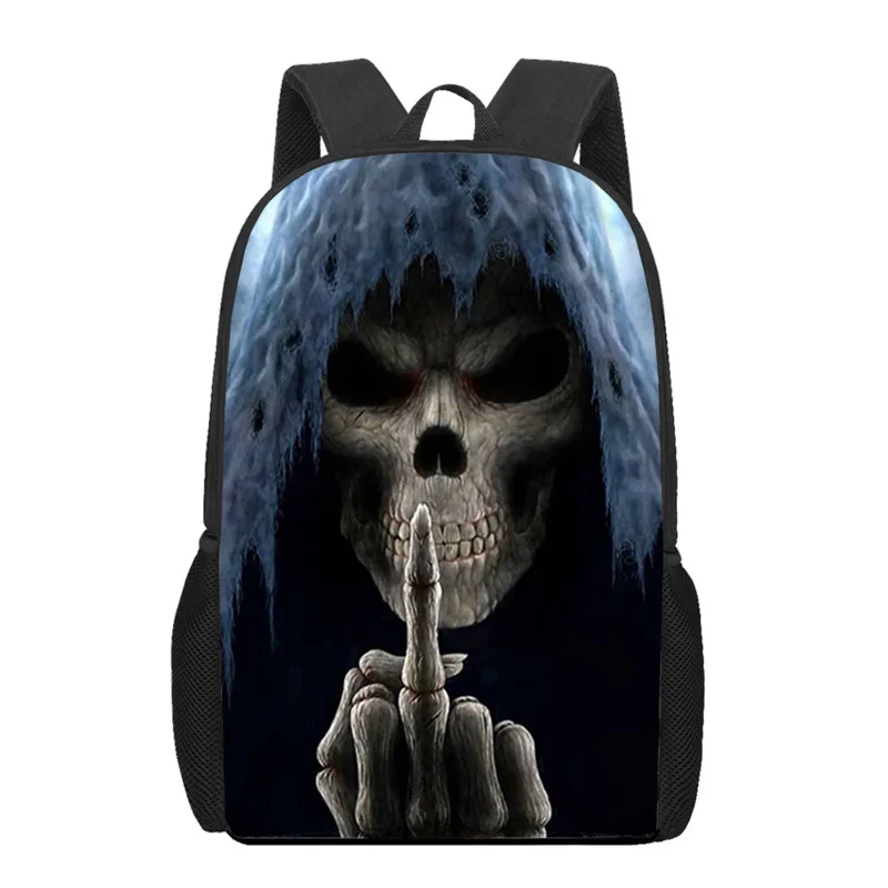 Horror Grim Reaper Skeletprint Kids Schooltas Kinderen Boekentas Meisjes Jongens Tiener Casual Schouderrugzak Dagelijkse Rugzak