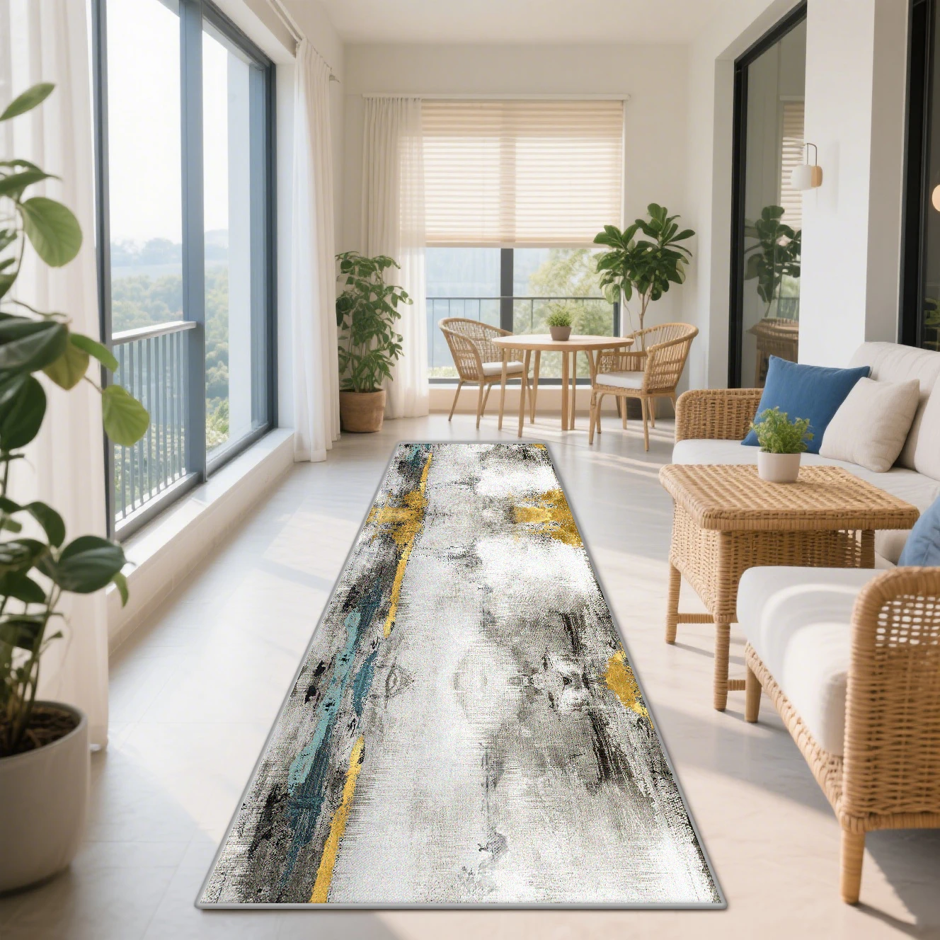 

Nordic Abstract Easy Clean Balcony Aisle Carpet Decoration Home Antiskid Long Corridor Runner Rug Living Room Lint-free Foot Mat
