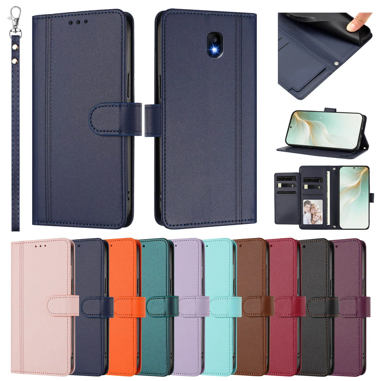 Shockproof Flip Magnetic Wallet Case Card Slot Kickstand For Samsung Galaxy J7 J7 Pro J6 J6 Plus J5 J4 J4 Plus J3 J3 Pro Cover