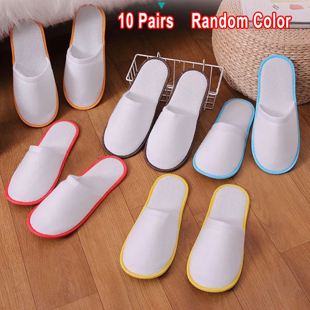 10Pairs Disposable Slippers Hotel Travel Slipper Non-slip Shoes Soild Color Flip Flop Wedding Shoes Guest Slippers