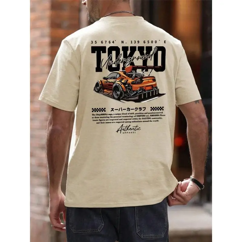 Men's Summer Printed SVE Shirt Easy Match Street Style Cotton T-Shirt Character Pattern round Neck Short Sleeve Basic Fit