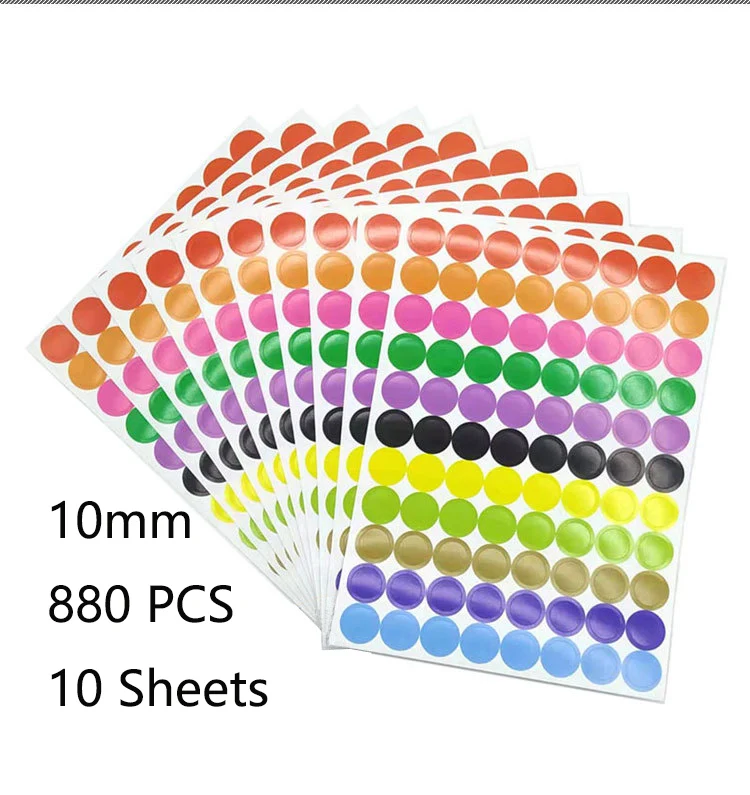 6mm 8mm 10mm 19mm 20mm 40mm Gekleurde Dot Stickers Polka Cirkel Kantoor Klas Partij decoratie Speelgoed Dagboek Decoratie Sticker