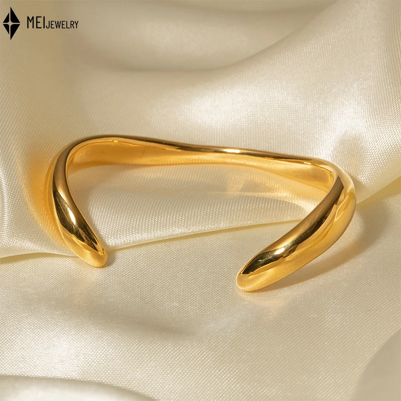 Light Luxury High-End Temperament Stainless Steel Bracelet Opening Niche Design Irregular Bangle for Women ﻿
