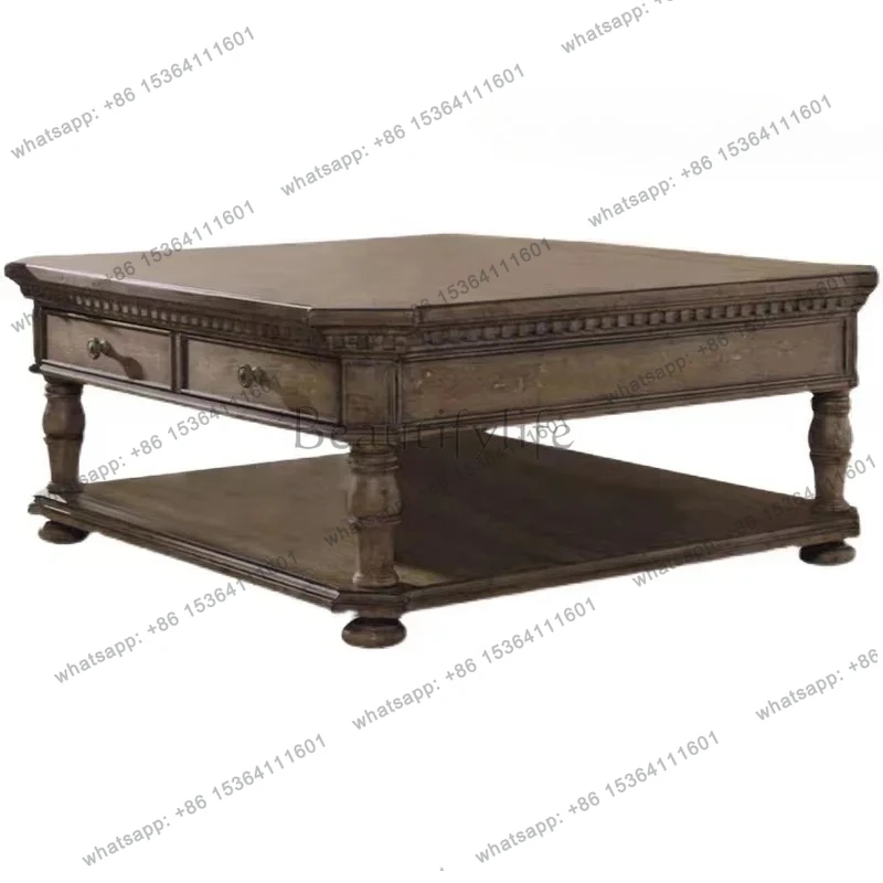

American solid wood coffee table old European country coffee table coffee table living room sofa side square