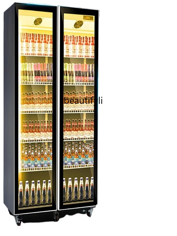 Refrigerated Display Cabinet Fresh-Keeping Supermarket Beverage Double-Door Refrigerated Commercial Three-Door Freezer