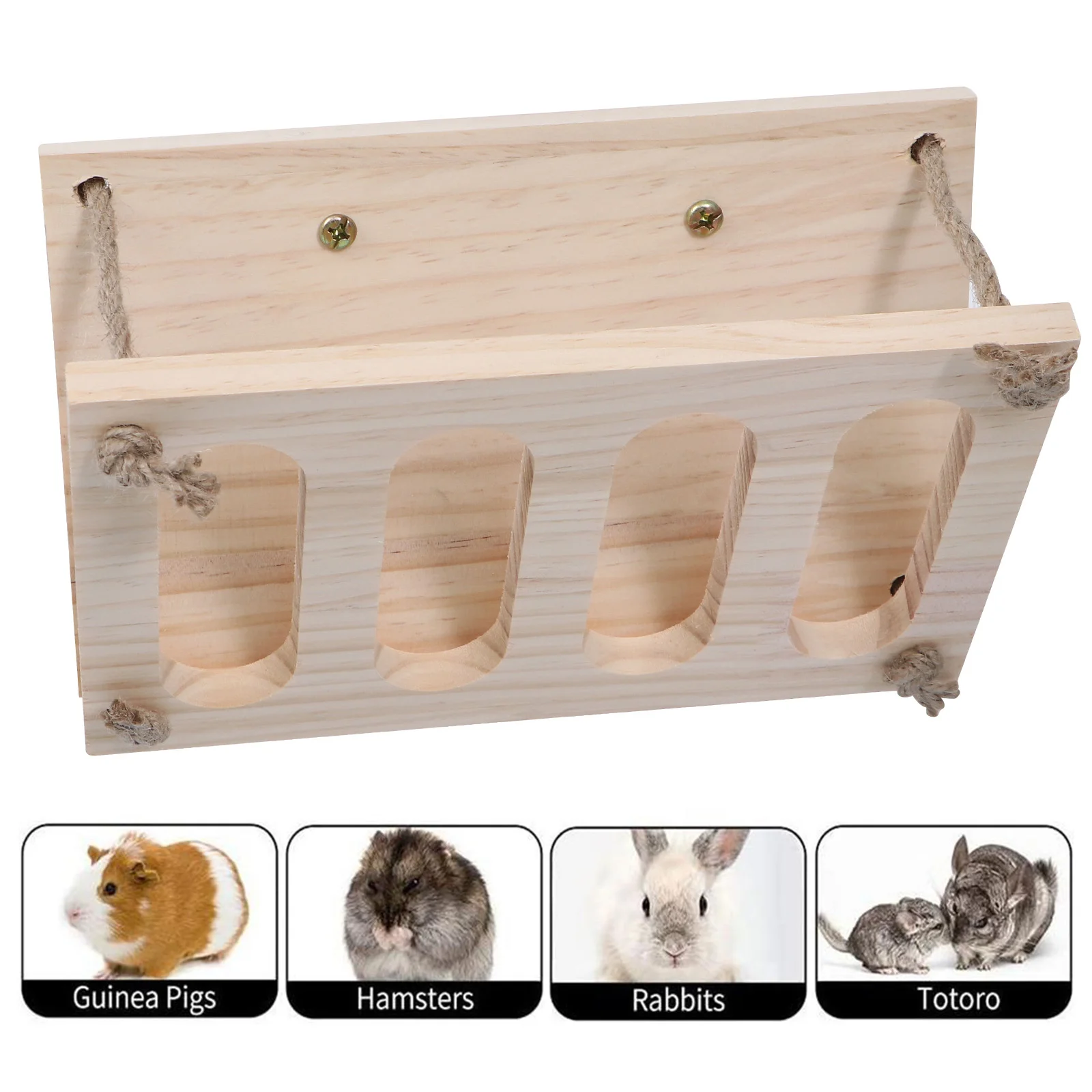 Folding Wooden Straw Frame Pet Feeder Rabbit Food Manger Rack Dispenser for Guinea Pigs Grass