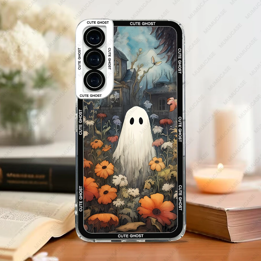 Etui na telefon Samsung Galaxy S20 S21 S22 S23 S24 FE Plus Ultra A54 A53 A52 A34 5G TPU Soft Cover Cute Little Ghost