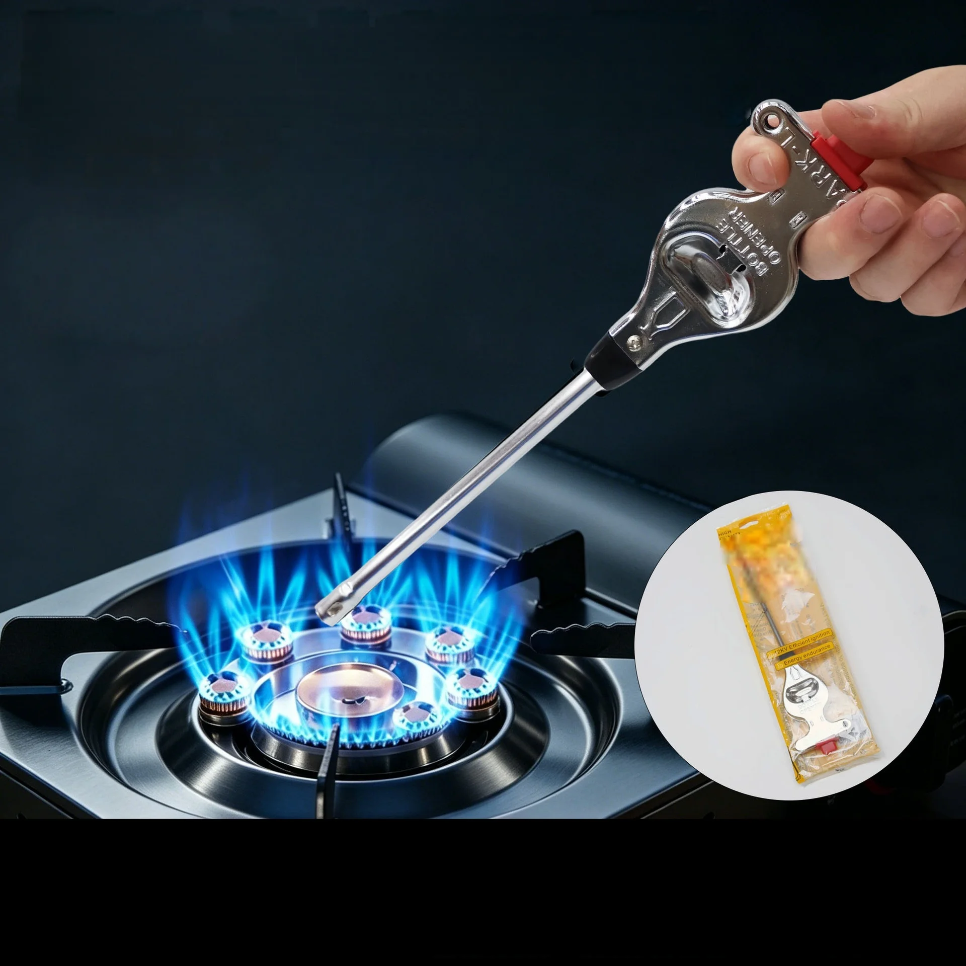 Kitchen Single-pulse Electronic Igniter, Portable Metal-specific Gas Stove Igniter, Natural Gas Long Ignition Gun