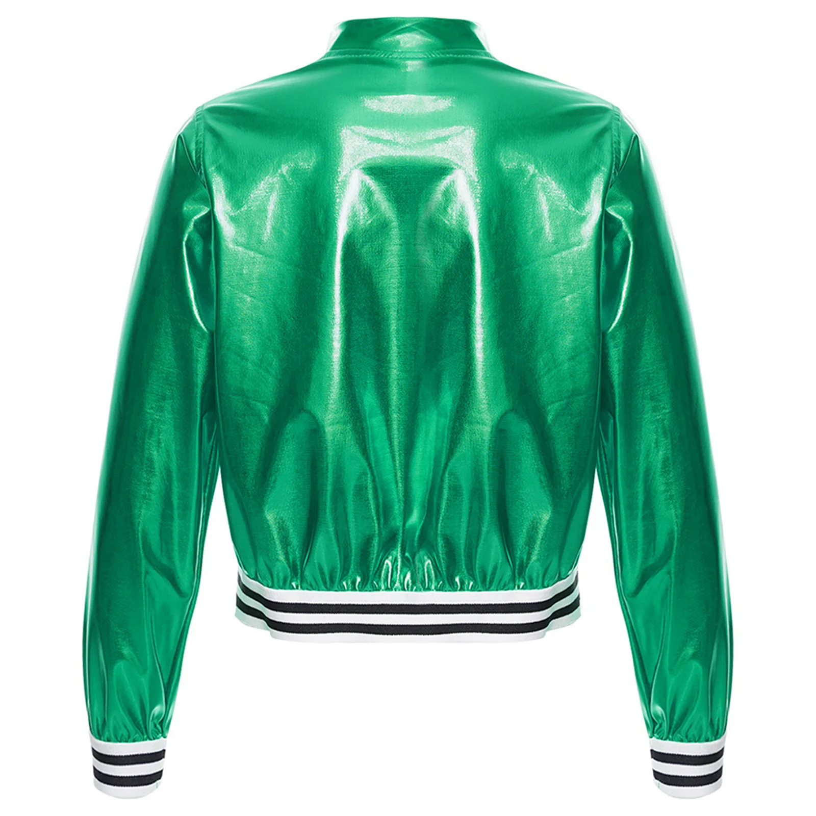 Kids Fashion Street Coat Jazz Modern Dance Disco Outerwear Girls Shiny Metallic Moto Jacket for Dancing Party Costume Streetwear
