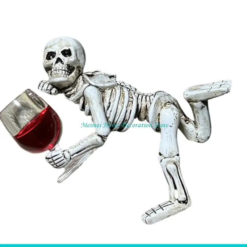 H7BF Halloweens Skull Statue Flower Pot Huggers Skeleton Figurine Garden Decorations