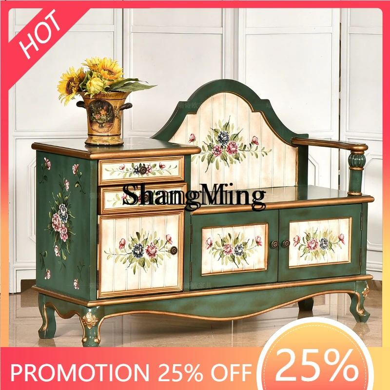 SM  hand-painted household practical shoe changing stool sitting storage cabinet multi-functional storage shoe cabinet
