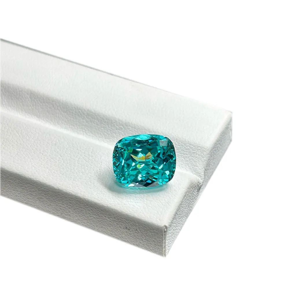 Lab Grown Lengthen Cushion Green Paraiba Gemstone for Engagement Ring Making