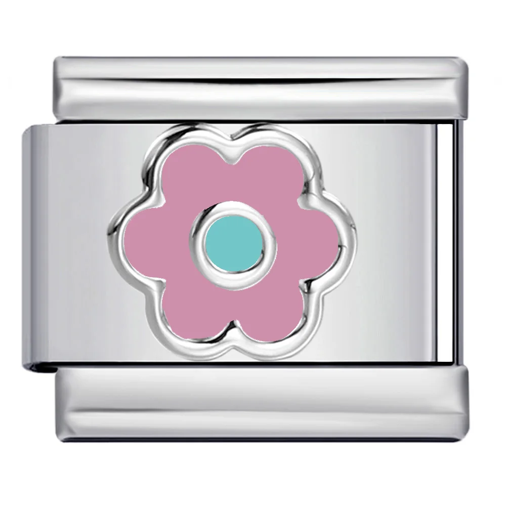 Bestie Gifts Weiße, Lila, Rosa, Grüne, Warme Blumen-Italienische Glieder passend für 9mm Edelstahl-Schmuck DIY Perlen zur Herstellung von Damenarmbändern – Detail 7