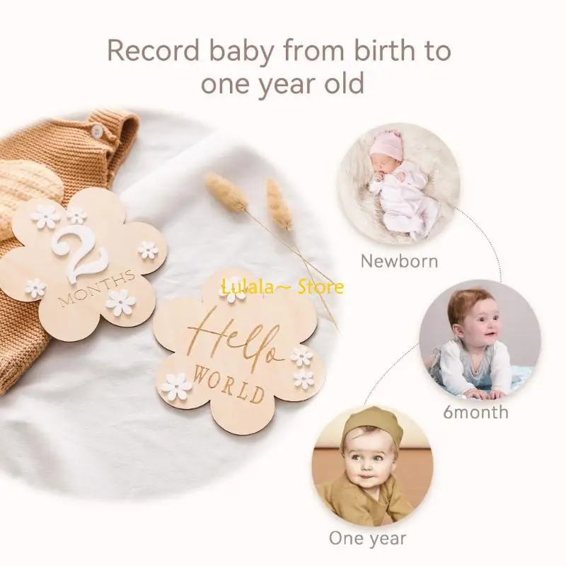 

Y4QA Baby Monthly Souvenir Card Card Recard Card Двусторонняя фото карта роста