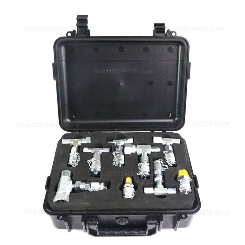 20 joints 14 tees Excavator Pressure Test Tee Pilot Distribution Valve Travel Hydraulic Maintenance Pressure Gauge Adapter Kit
