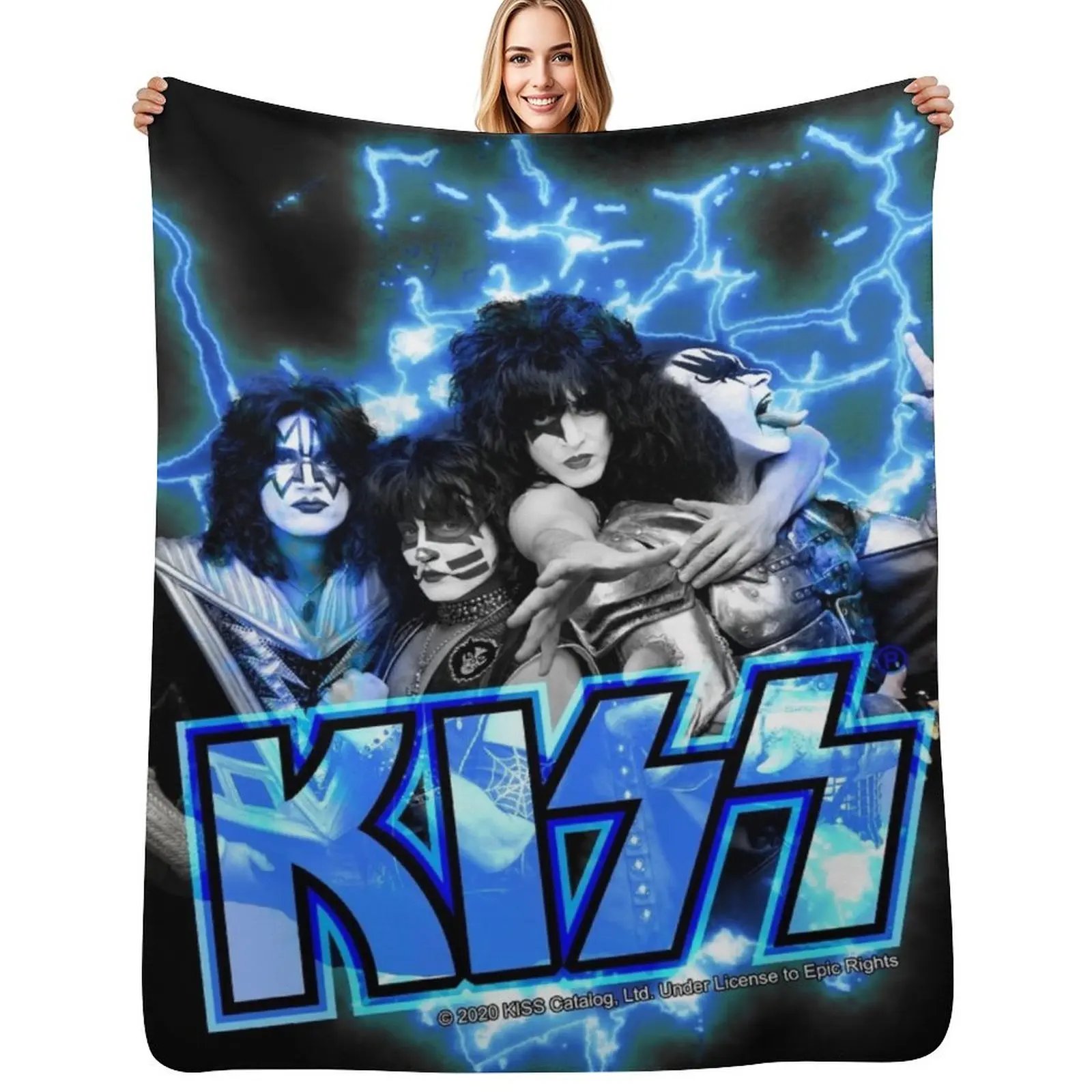 KISS ? the Band - All Members Electric Throw Blanket Portable Lightweight Blanket for Travel Camping