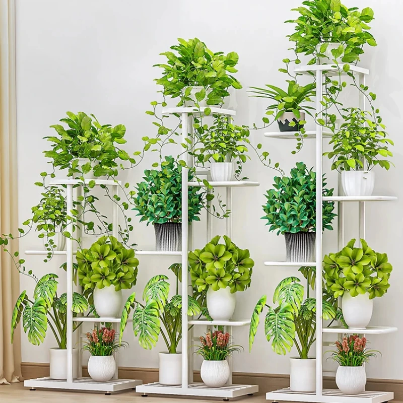 Estante para plantas al aire libre, soporte para macetas de hierro, estante para macetas de varios niveles, organizador de exhibición de jardín para Patio