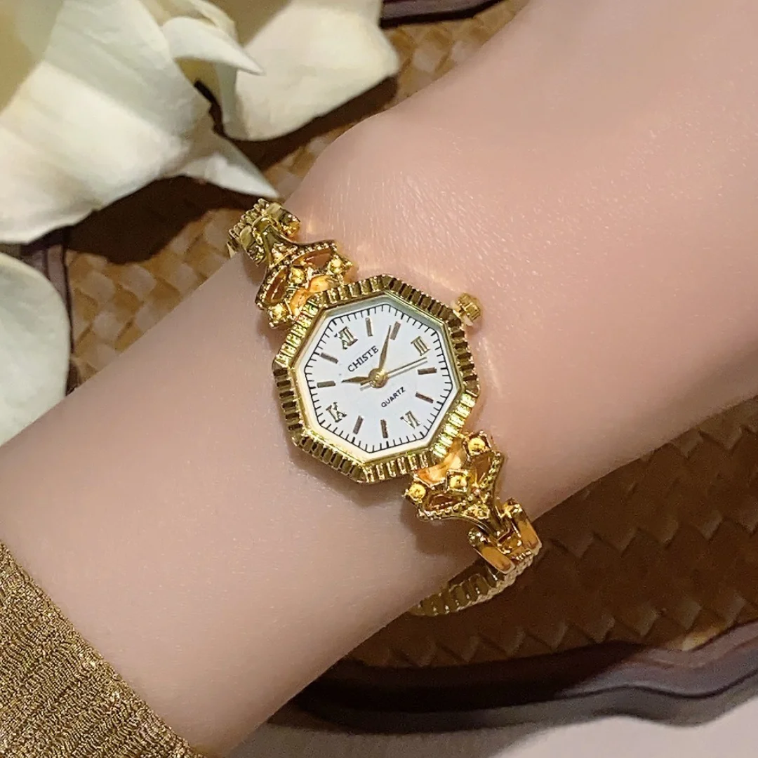 Vintage poligonal dial novo relógio feminino moda pulseira de ouro senhoras relógios de quartzo meninas relógios de pulso relojes para mujer