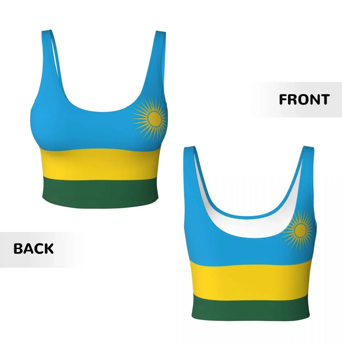 سترة اليوغا المرأة رياضة المحاصيل القمم رواندا العلم الشارع الشهير تجريب تنفس تانك القمم الإناث