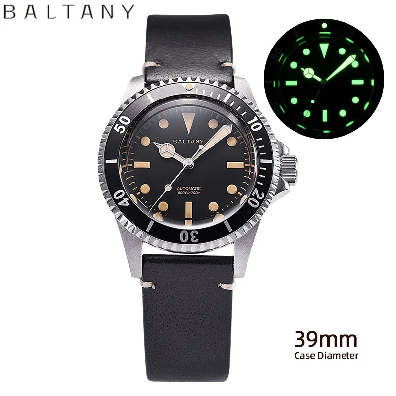 Baltany Retro Business Men\'s Watch S3043 39mm Classic Luminous Sapphire Stainless Steel Bracelet Automatic Waterproof Watches