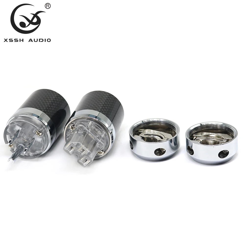 Electrical Jack XSSH YIVO Hi-end US EU IEC Carbon Fiber Tellurium Copper Rhodium Plated DIY 3pins AC Power Cord Plug Connectors
