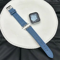 1 piece of women's denim solid color retro strap compatible with 38/40/41/42/44/45/46/49mm Apple Watch strap Apple Watch strap A
