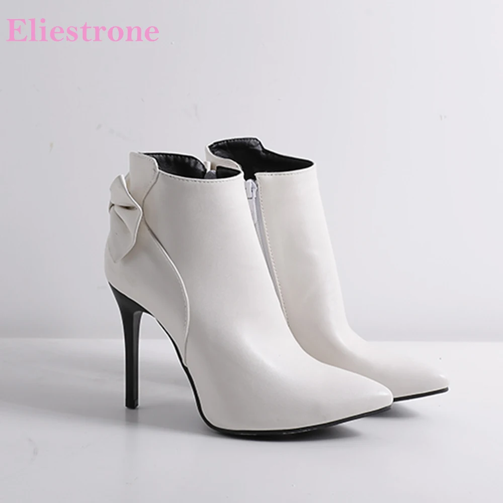 Winter Brand New Elegant White Red Women Ankle Boots High Stiletto Heels Lady Bridal Shoes LA245 Plus Big Size 10 43 45 48