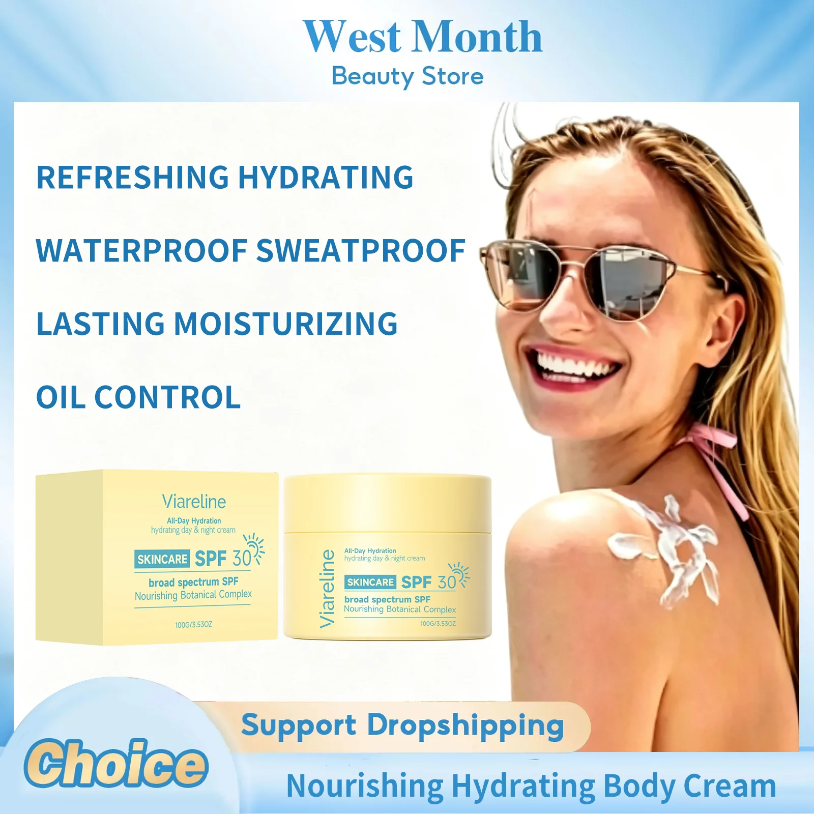 Face Body Sunscreen Cream Refreshing Hydrating Waterproof Sweatproof UV Protection Oil-Control Lasting Moisturizing Skin Care