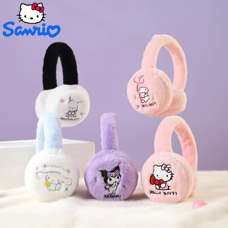 Sanrio Hello Kitty เด็ก Earmuffs เด็กผู้หญิงน่ารักการ์ตูนหูตุ๊กตา Earmuff ฤดูหนาวที่อบอุ่น WARM Windproof ตุ๊กตาหูคริสต์มาสของขวัญ